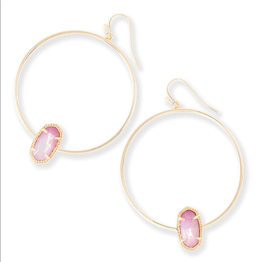 Kendra Scott Elora Hoop in Gold with Pink Stone